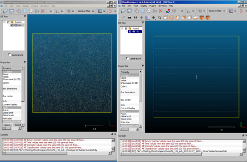 GUI las cloud left (normal), command line las cloud right (sparse).