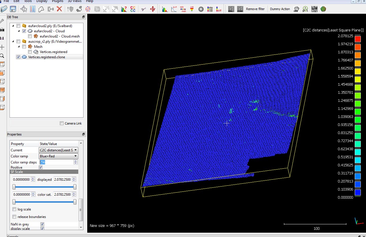 Scalar C2C field calculated with the least squares plane